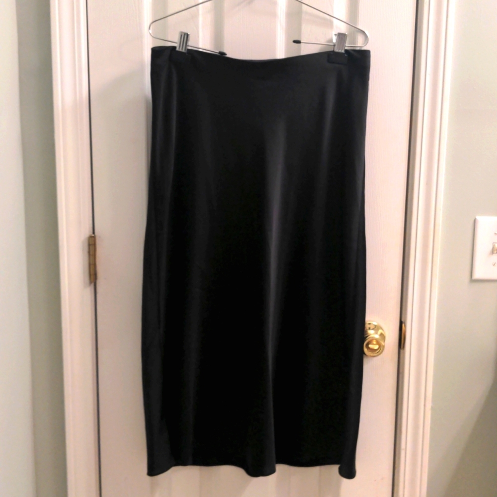 NWOT Black Satin J. Crew Midi Skirt